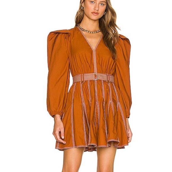 Ulla Johnson Dresses & Skirts - Ulla Johnson Corliss Puff-Sleeve Burnt Orange Mini Dress 4